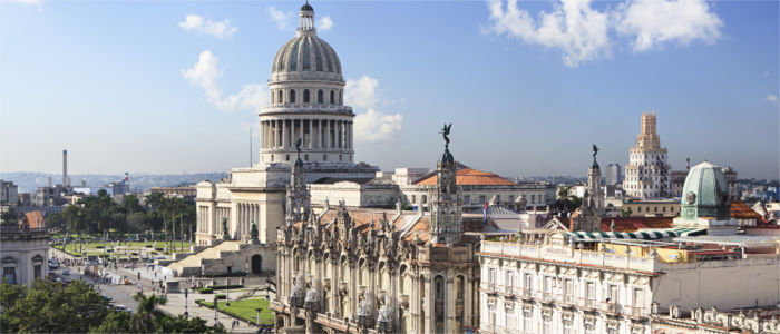 The Capitolio Nacional and the Great Theatre in Havana in Cuba