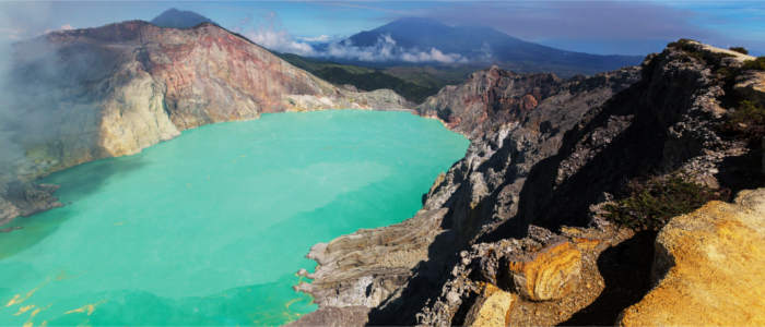 Colourful crater lakes in Indonesia