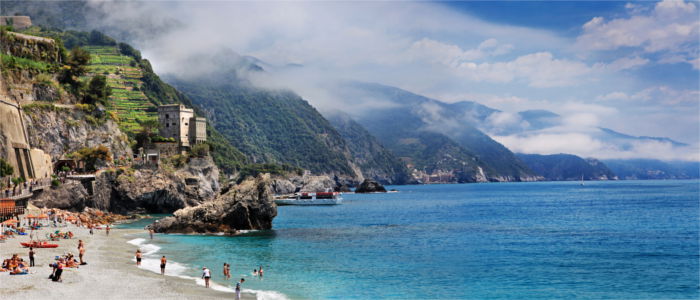 Beach at the sea of Monterosso in Italy